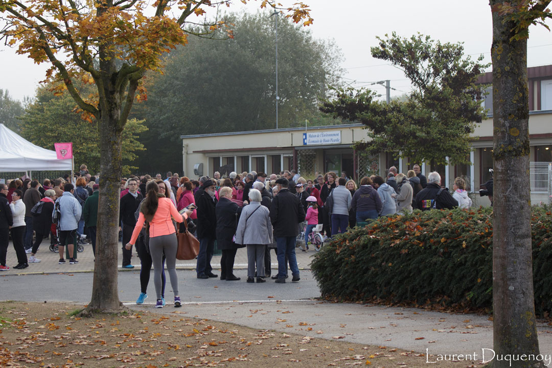 réunion pour la marche d'octobre Rose en 2015