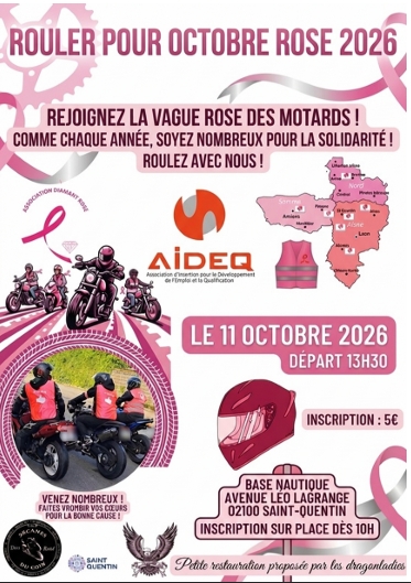 Affiche de l'événement moto, Rouler pour Octobre Rose avec Diamant Rose le 11 Octobre 2026